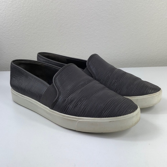 2/$30 VINCE Loafers Size 9 Gray Textured Leather Slip-On Casual Sneakers - Picture 1 of 15
